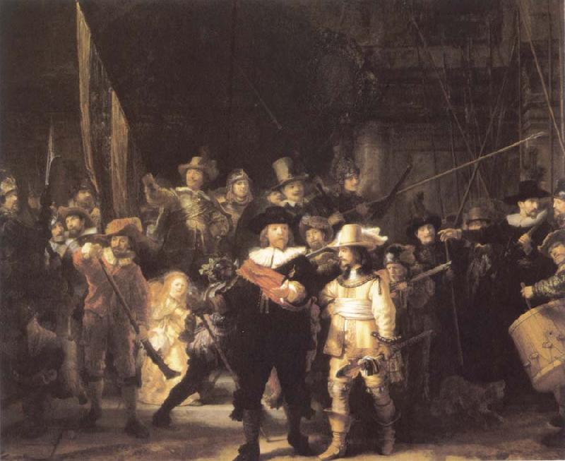 REMBRANDT Harmenszoon van Rijn The Company of Frans Banning Cocq and Willem van Ruytenburch also Known as the Night Watch Germany oil painting art